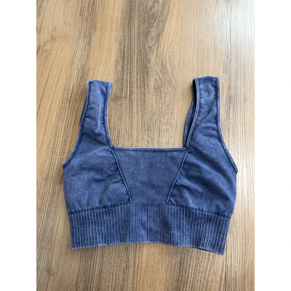 Free People New FP Movement Good Karma Deep Navy Blue Sports Bra Leggings Set
